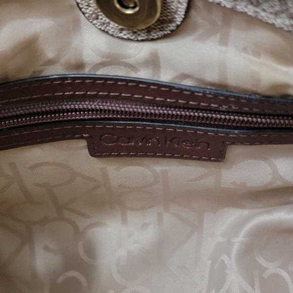 Calvin Klein Logo Jacquard Tote Bag • Brown • Gold Hardware - Picture 10 of 16